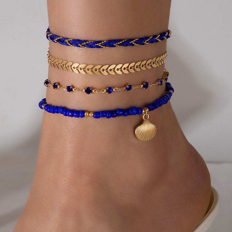 4PCS Bohemian Woven Rope Anklet Set – Unisex Foot Chain - MarketDomez