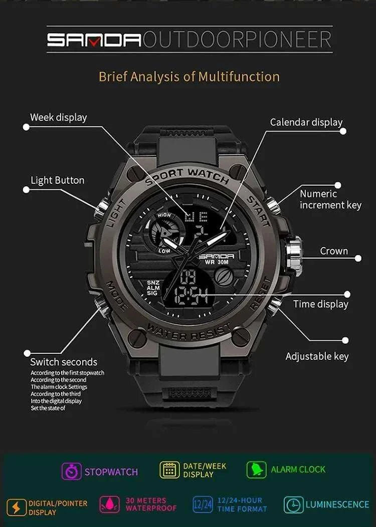 Watch SANDA Top Luxury Watches Men Military Army Waterproof - push up rack, WIFI Repeater, Smart Watch GPS, christmas ornament ball, pet hair cleaner brush, 3m double sided tape, 4-in-1 USB C Cable, automatic toothpaste dispense, Wireless Mobile Controller - MarketDomez