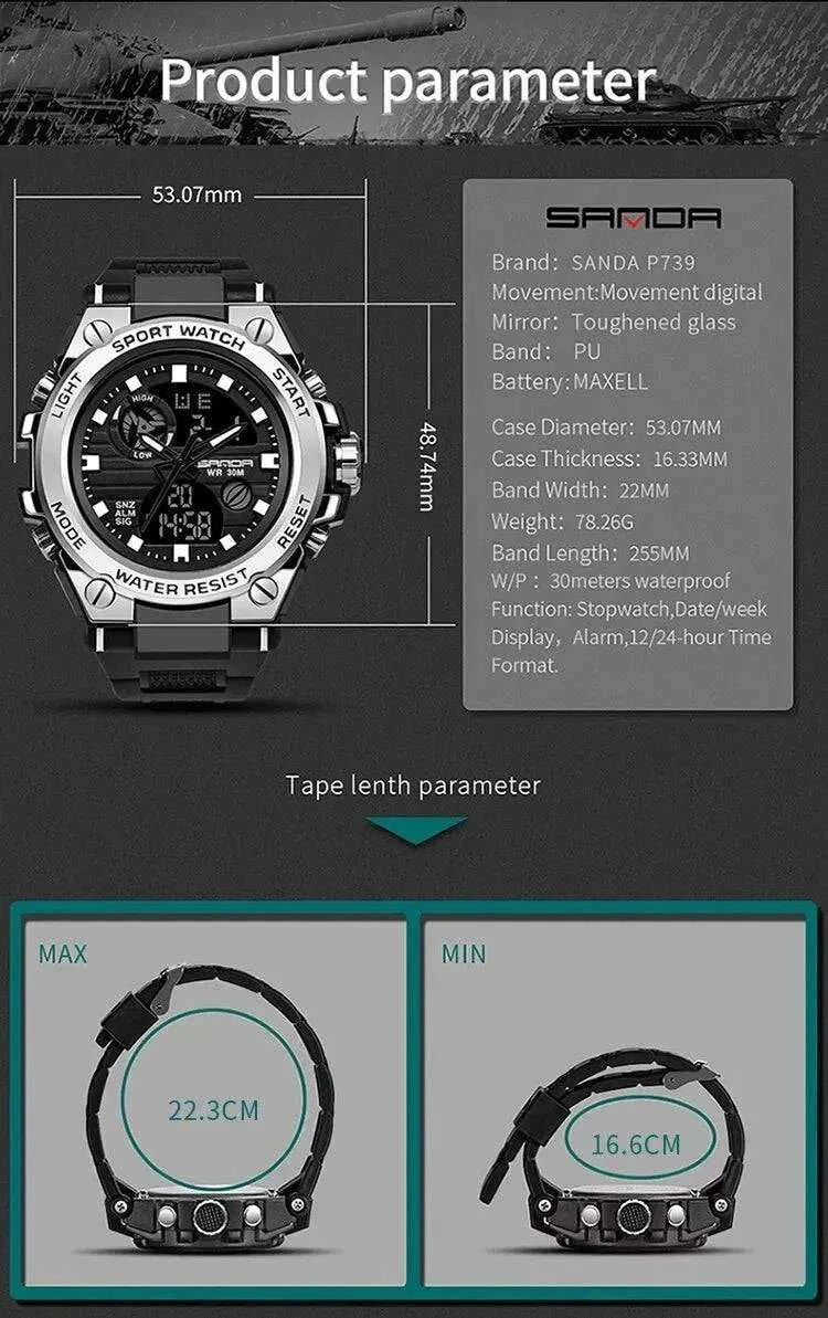 Watch SANDA Top Luxury Watches Men Military Army Waterproof - push up rack, WIFI Repeater, Smart Watch GPS, christmas ornament ball, pet hair cleaner brush, 3m double sided tape, 4-in-1 USB C Cable, automatic toothpaste dispense, Wireless Mobile Controller - MarketDomez