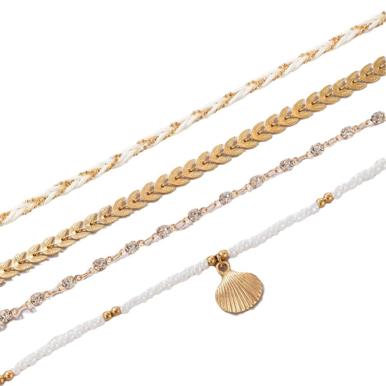 4PCS Bohemian Woven Rope Anklet Set – Unisex Foot Chain - MarketDomez