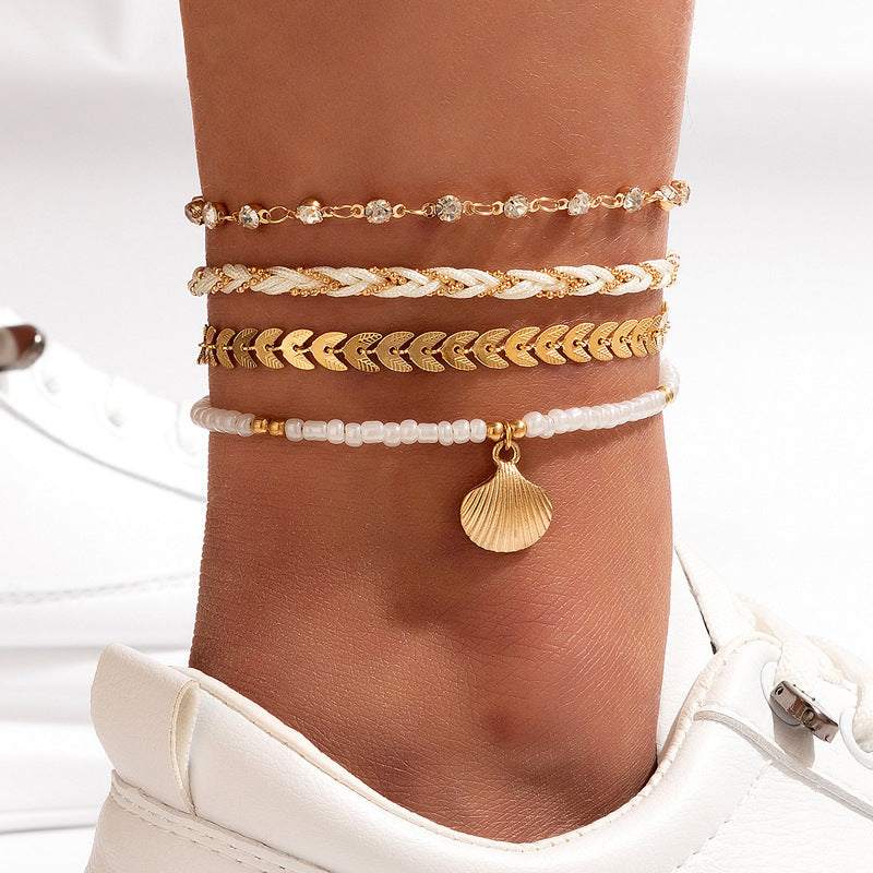 4PCS Bohemian Woven Rope Anklet Set – Unisex Foot Chain - MarketDomez