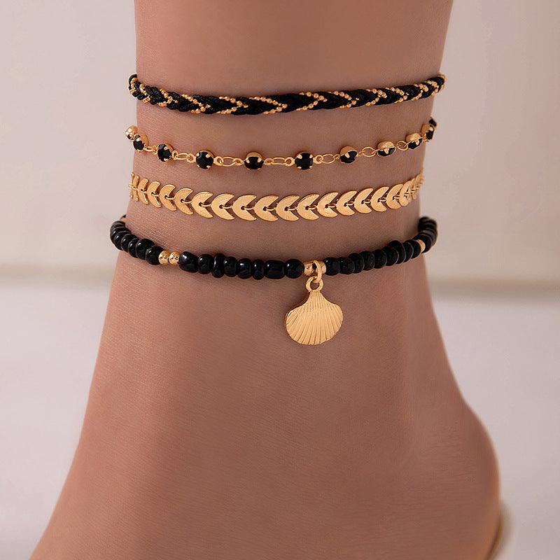 4PCS Bohemian Woven Rope Anklet Set – Unisex Foot Chain - MarketDomez
