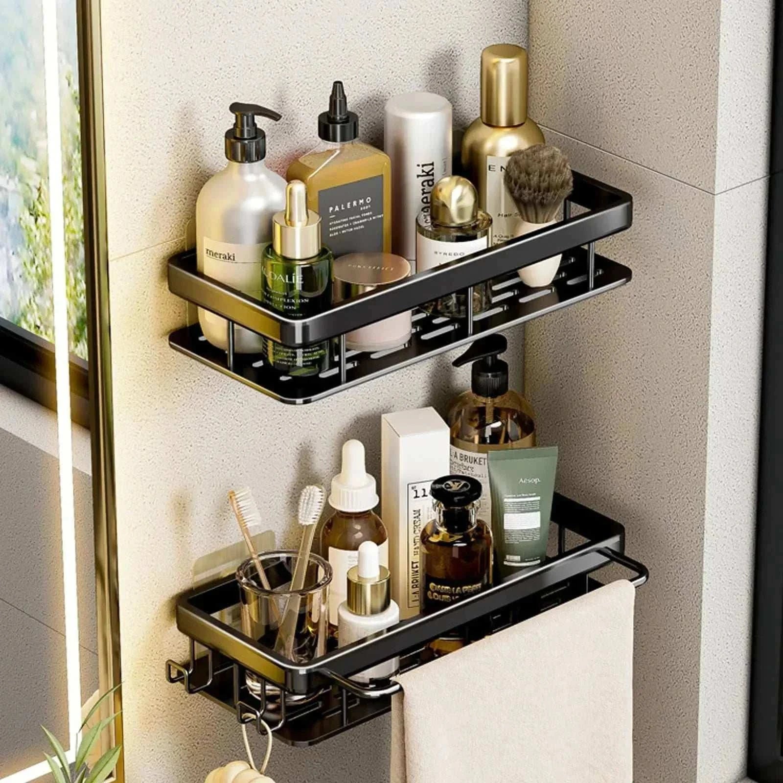 Bathroom Shelf No Drill Wall Mounted Shampoo Bottle Shower Corner - MarketDomez