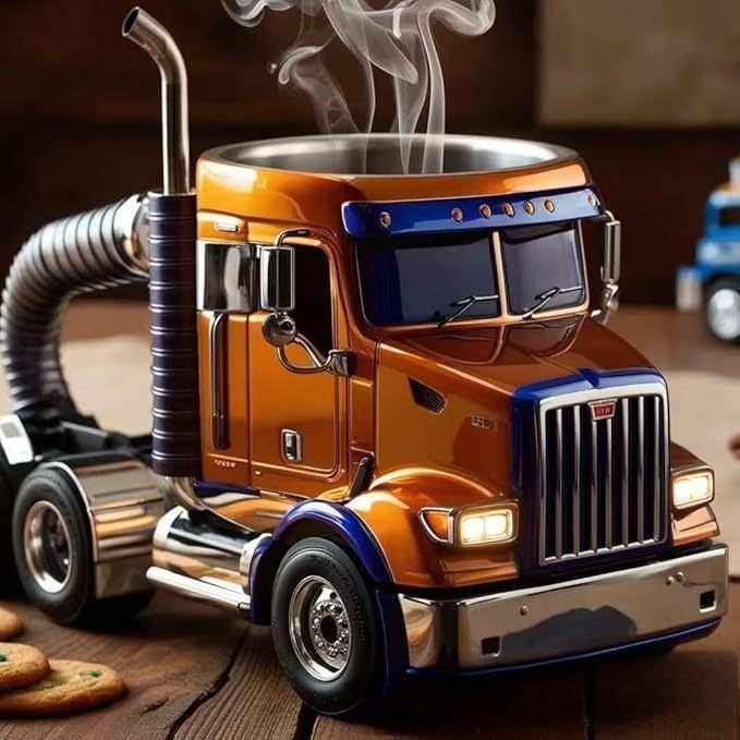 Durable Truck Coffee Mug Semi Truck Handcrafted Coffee Cup - push up rack, WIFI Repeater, Smart Watch GPS, christmas ornament ball, pet hair cleaner brush, 3m double sided tape, 4-in-1 USB C Cable, automatic toothpaste dispense, Wireless Mobile Controller -  MarketDomez