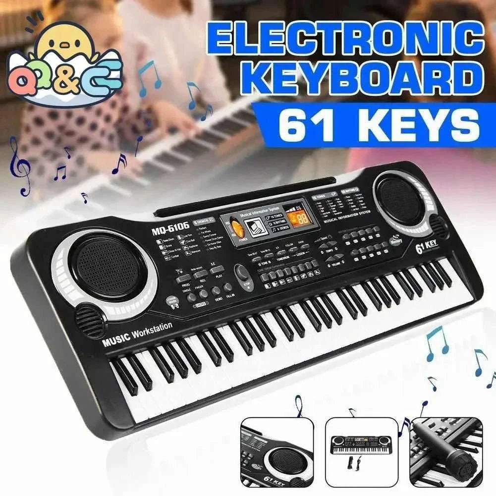 Electronic Piano Keyboard Portable 61 Keys - Kids with Microphone - MarketDomez