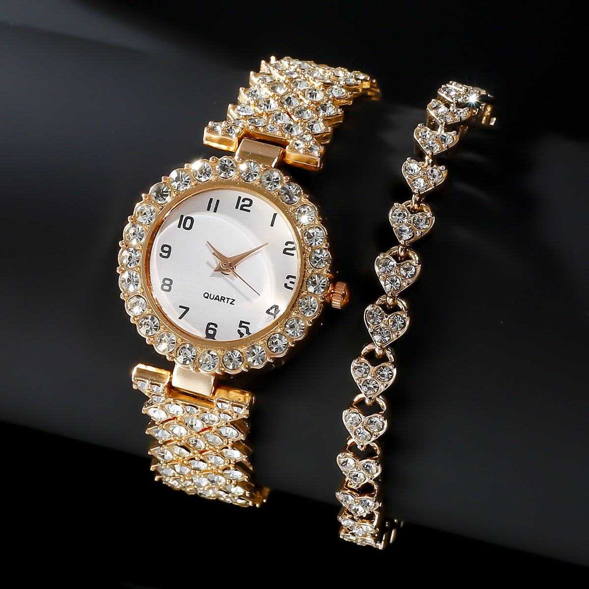 Fashion Jewelry 2pcs Luxury Fashion Women Watch+Bracelet Set - MarketDomez