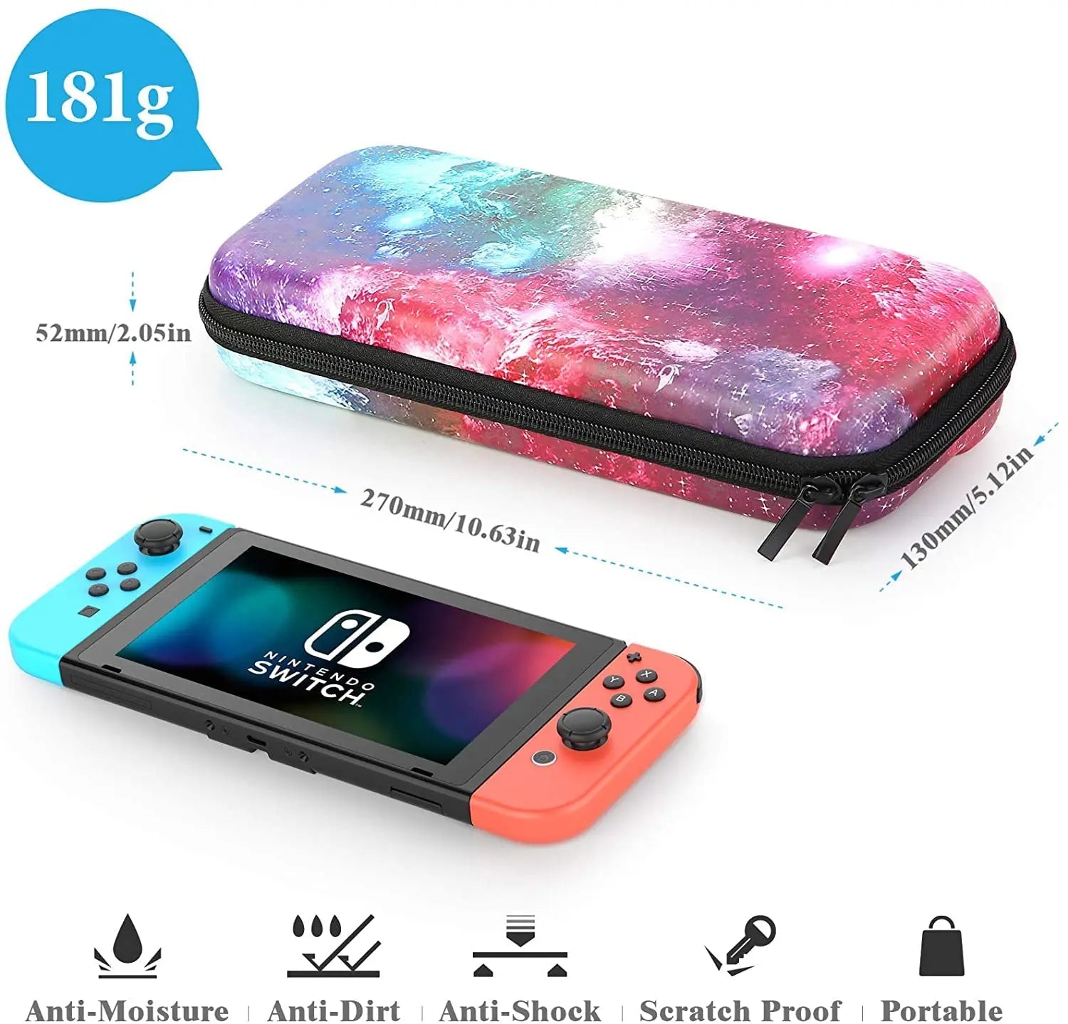 Switch Case Compatible with Nintendo Switch, 9 in 1 Accessories kit with Carrying Case - push up rack, WIFI Repeater, Smart Watch GPS, christmas ornament ball, pet hair cleaner brush, 3m double sided tape, 4-in-1 USB C Cable, automatic toothpaste dispense, Wireless Mobile Controller -  MarketDomez