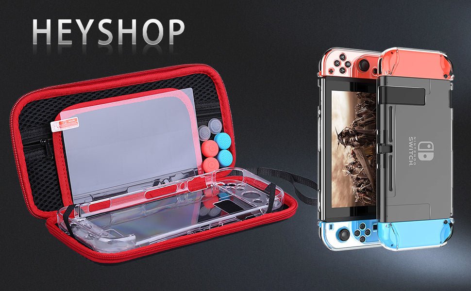 Switch Case Compatible with Nintendo Switch, 9 in 1 Accessories kit with Carrying Case - push up rack, WIFI Repeater, Smart Watch GPS, christmas ornament ball, pet hair cleaner brush, 3m double sided tape, 4-in-1 USB C Cable, automatic toothpaste dispense, Wireless Mobile Controller -  MarketDomez