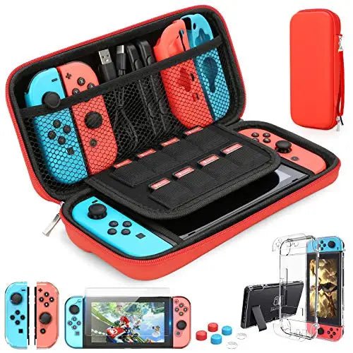 Switch Case Compatible with Nintendo Switch, 9 in 1 Accessories kit with Carrying Case - push up rack, WIFI Repeater, Smart Watch GPS, christmas ornament ball, pet hair cleaner brush, 3m double sided tape, 4-in-1 USB C Cable, automatic toothpaste dispense, Wireless Mobile Controller -  MarketDomez