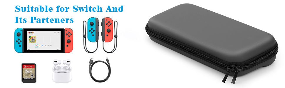 Switch Case Compatible with Nintendo Switch, 9 in 1 Accessories kit with Carrying Case - push up rack, WIFI Repeater, Smart Watch GPS, christmas ornament ball, pet hair cleaner brush, 3m double sided tape, 4-in-1 USB C Cable, automatic toothpaste dispense, Wireless Mobile Controller -  MarketDomez