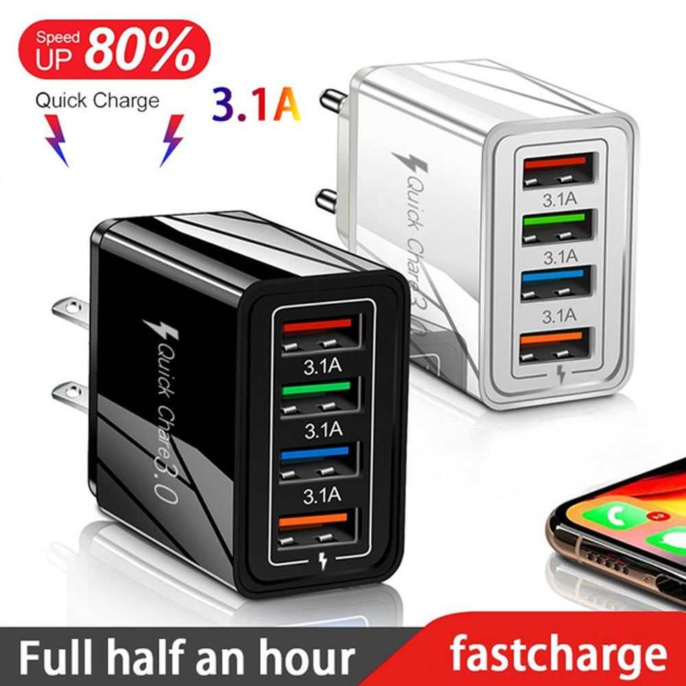 USB Charger Quick Charge 3.0 4 Phone Adapter For Tablet Portable Wall Mobile Charger Fast Charger - push up rack, WIFI Repeater, Smart Watch GPS, christmas ornament ball, pet hair cleaner brush, 3m double sided tape, 4-in-1 USB C Cable, automatic toothpaste dispense, Wireless Mobile Controller -  MarketDomez