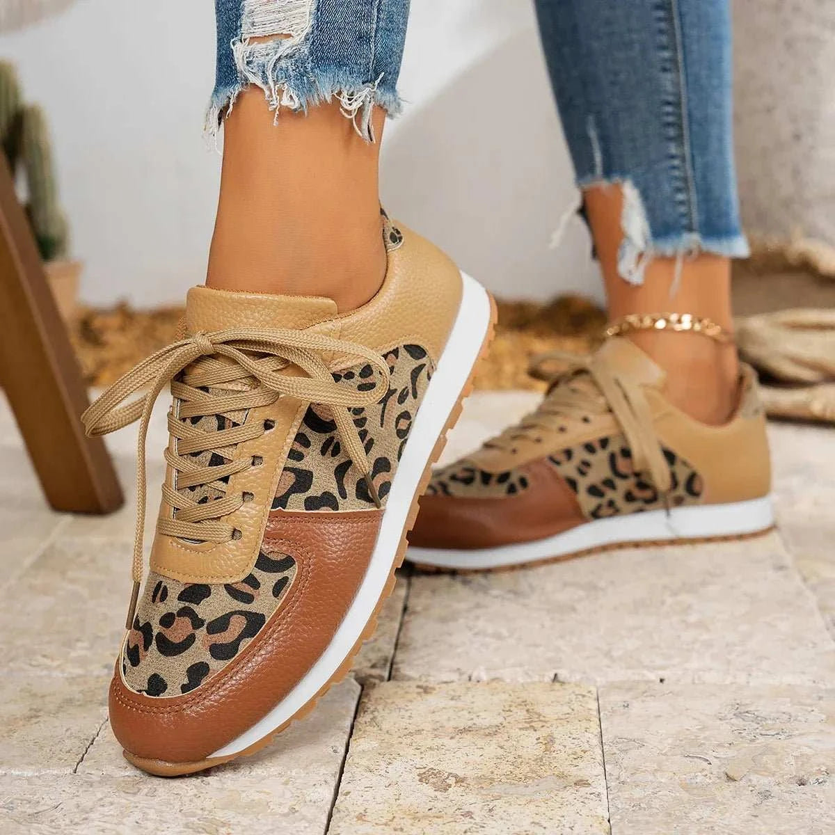 Women Platform Sneakers new Round Toe Low-top Leopard Wedge Shoes Women Lace Up Sports Casual Shoes for Women Zapatos De Mujer - push up rack, WIFI Repeater, Smart Watch GPS, christmas ornament ball, pet hair cleaner brush, 3m double sided tape, 4-in-1 USB C Cable, automatic toothpaste dispense, Wireless Mobile Controller -  MarketDomez